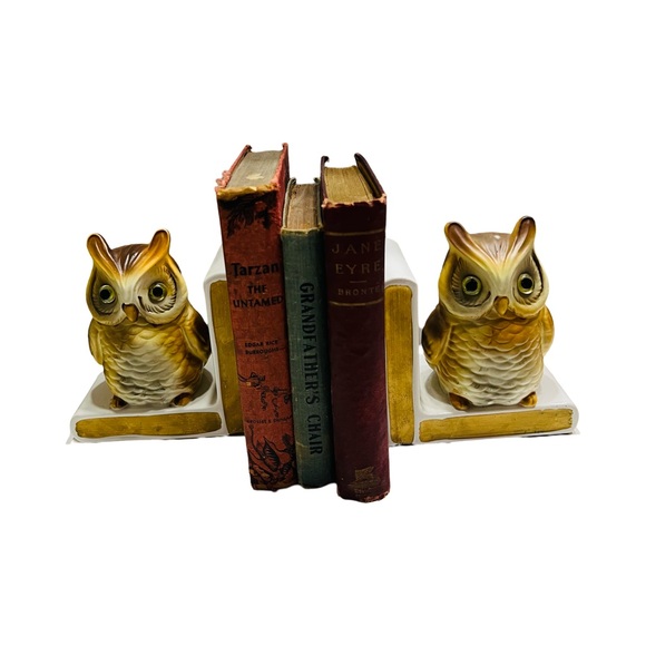 Lefton Ceramic Owl Bookends - Picture 3 of 8